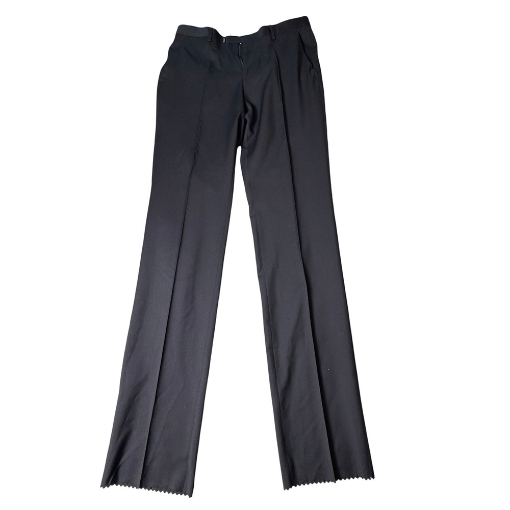 Hugo Boss Sharp1 US Dress Pants Mens 35 Navy Blue New Flat Front Unhemmed